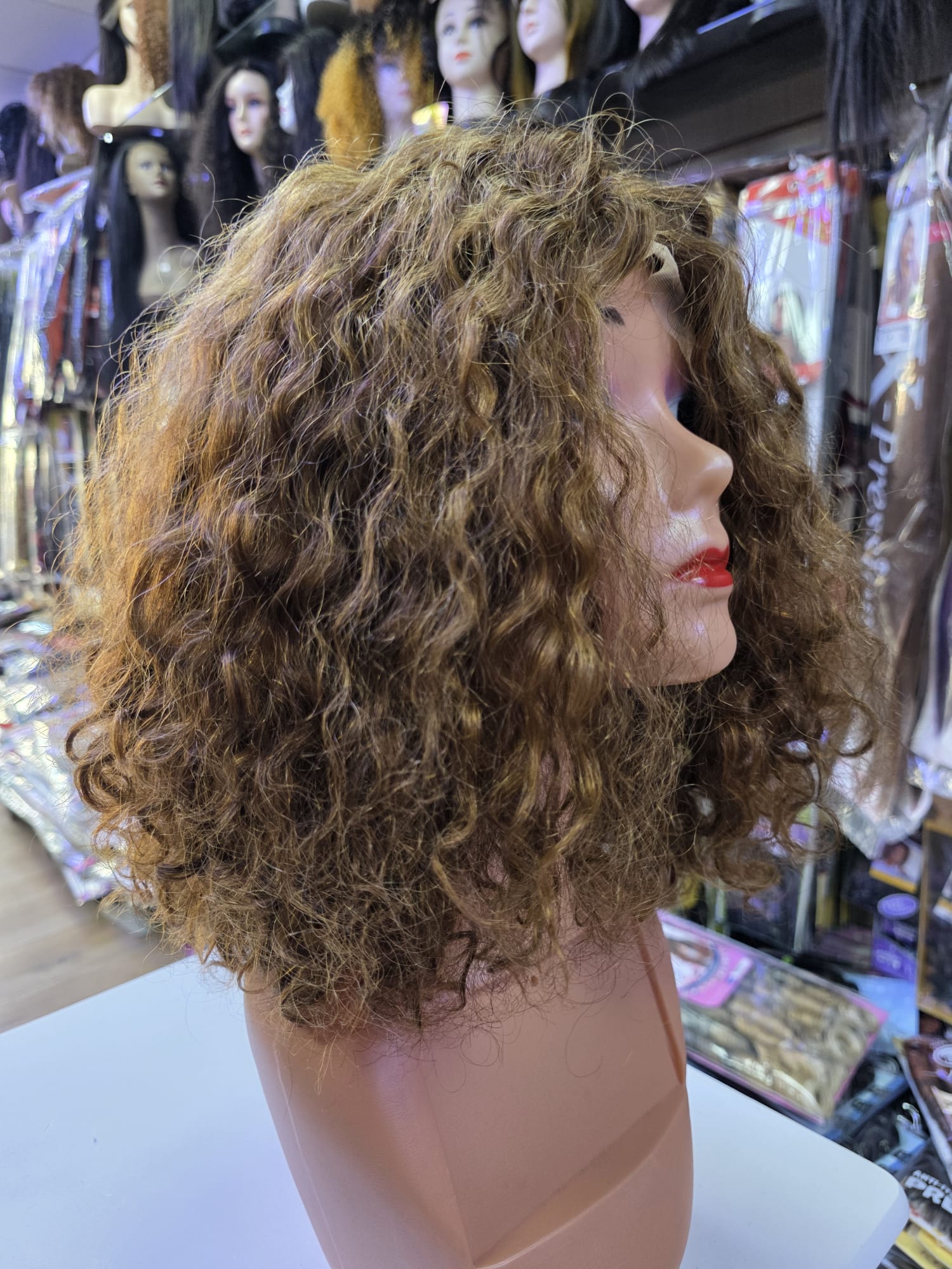 Honey Blonde Curly Wig 16 inch