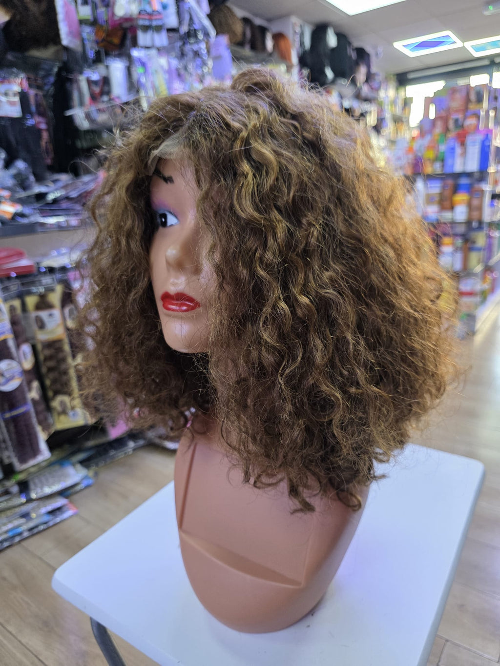 Honey Blonde Curly Wig 16 inch